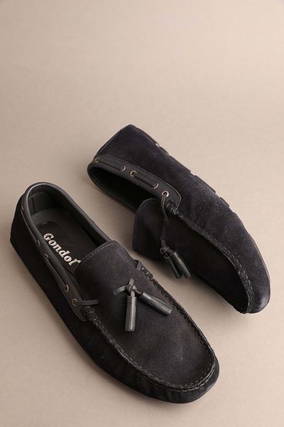 Gondol Loafer clasic pentru bărbați din piele naturală, albastru bleumarin, piele de căprioară 42 ttx.20138