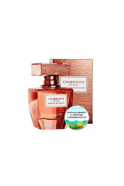 Oriflame Set complet pentru Ea, parfum de femei Giordani Gold Essenza Blossom, insigna Dactylion