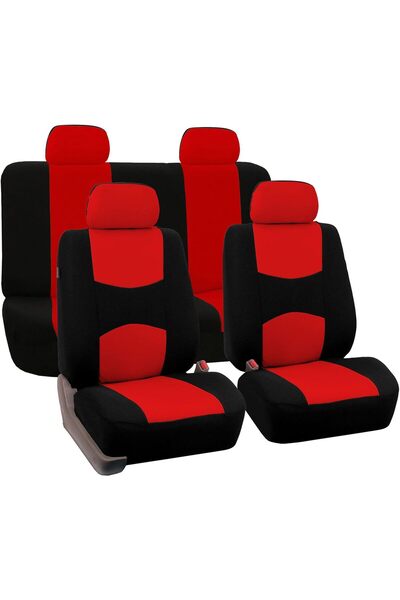fulina 9 pcs Car Seat Covers,Full Set Universal Leather,Extended Durability,Washable,for Suv,Sedan,Red