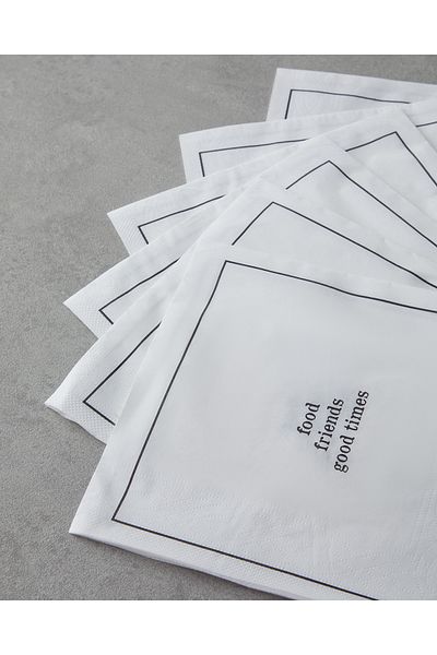 English Home Good Times Paper 20 Pack Paper Napkins 33X33 cm Black - White