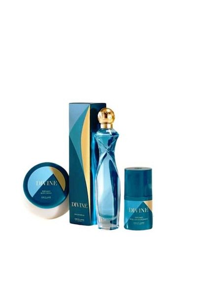 Oriflame Set Divine pentru dama (parfum 50 ml, crema corp 250, roll-on 50) si punga cadou inclusa