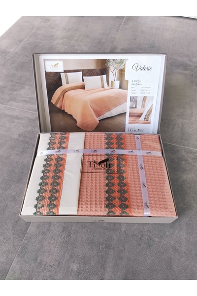 Sevim Tivoli Double 4-Piece Pool Pique Set - Dowry & Gift Pique - Valerie-Apricot