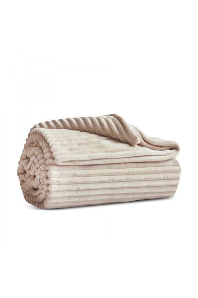 Karaca Ruby Stripe Doppel Wohndecke, Beige