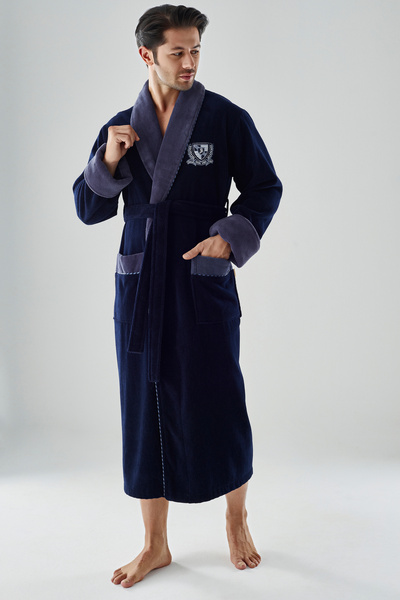 Nuşa Gögüs Nakışlı İçi Bukle Bambu Pamuk Bornoz