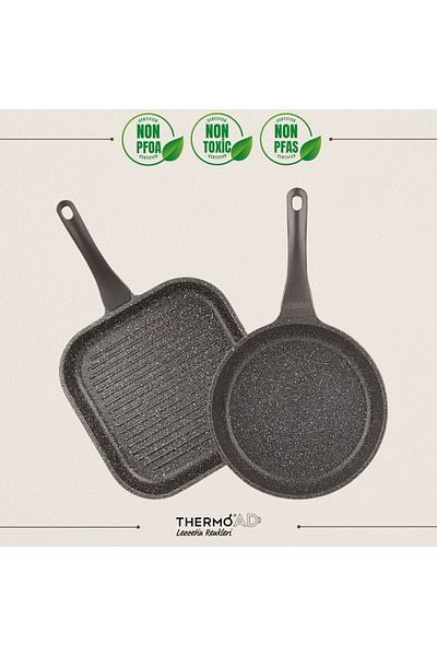 ThermoAD Set of 2 Whisk Pans (28 Cm Grill, 26cm) - Gray