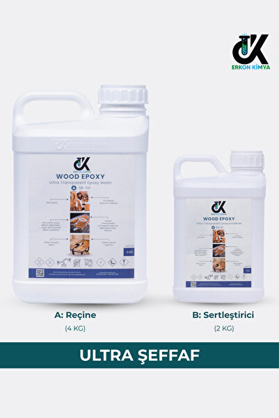 ERKON KİMYA Ultra Şeffaf Döküm Tipi Epoksi Reçine 6 kg SET Epoxy Masa Sehpa için