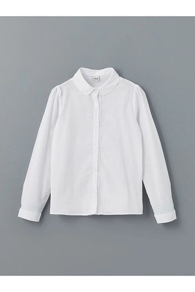 LC Waikiki Cămașă pentru fetiță cu dantelă albă LCW Kids