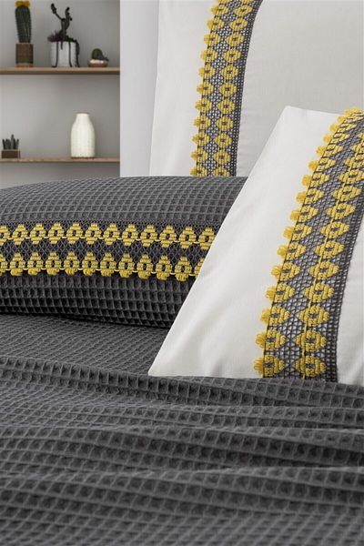 Sevim Tivoli Double Pool Pique Set - Dowry and Gift - Valerie-Anthracite