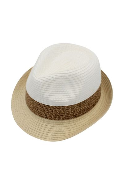 BM GİFT DESİGN Men's white and beige beach hat