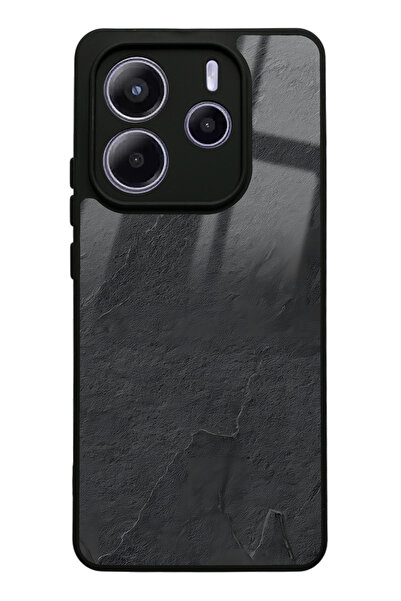 Spoyi Xiaomi Redmi Note 14 5G Siyah Mermer Tasarımlı Glossy Telefon Kılıfı