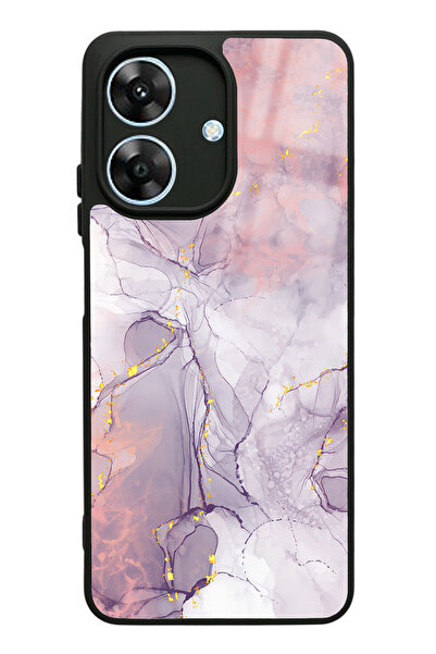 Spoyi Oppo Realme Note 60 Fuşya Mermer Tasarımlı Glossy Telefon Kılıfı