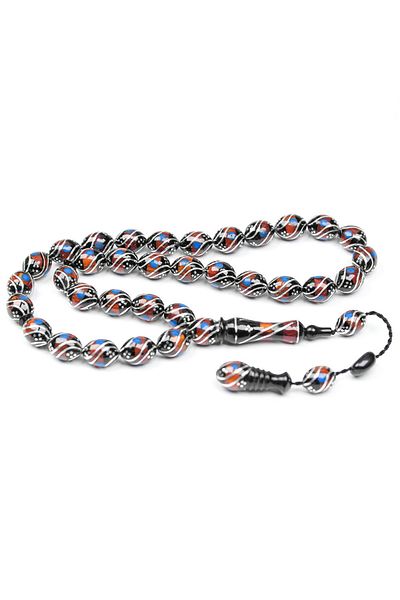 Skygo Oltu Stone and Galalith Beyzi Double Fountain Embroidered Rosary