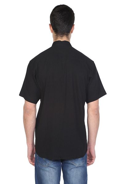 Eliş Şile Bezi Ανδρικό πουκάμισο με κοντό μανίκι Shile Cloth Judge Collar Μαύρο 3003