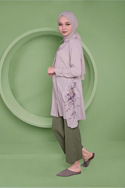 Alvina Asymetric Cut Flower Patterned Tunic 41349