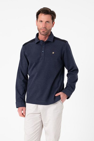Tony Montana Πολυτελές μονόχρωμο φούτερ Polo με κουμπιά SW-1094