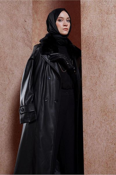 Alvina Birded Cunifier Leather Trench Coat 10908