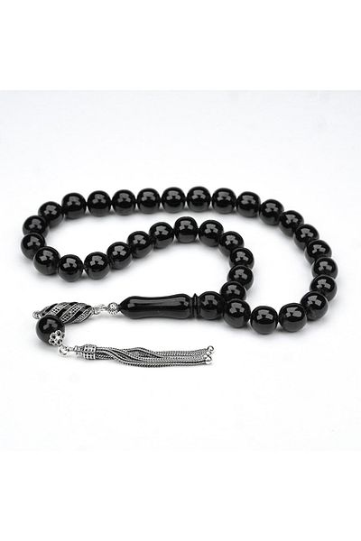 Skygo Oltu Stone Unprocessed Silver Tasseled Globe Rosary