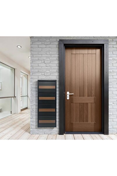 formood Dörtlü Metal Ayakkabılık Siyah Ahşap Kaplama Metalik Ceviz