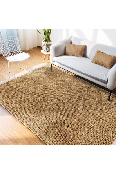 AD Home Bej Zemin Hasır Motifli Jüt Desenli Halı, Sade & Şık, Dış Mekan & Out...