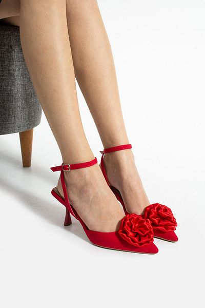 diclepolat Aria Red Rose Bow Detaliat Varf Ascutit Pantofi De Dama Cu Toc 8 Cm