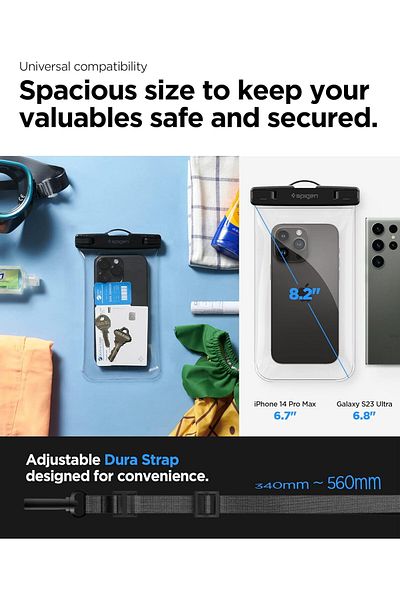 Spigen Universal Waterproof Phone case [2 Pack] IPX8 Pouch A601 - Crystal Clear