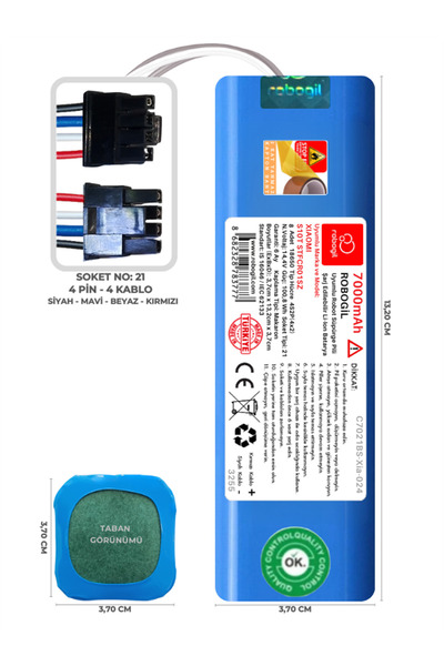 ROBOGİL Xiaomi Robot Vacuum S10t Stfcr01sz 7000mah Pili Uyumlu Robot Süpürge ...