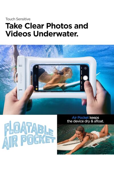 Spigen Aqua Shield Floating Universal Waterproof Phone case 2 Pack IPX8 Pouch A610 - White