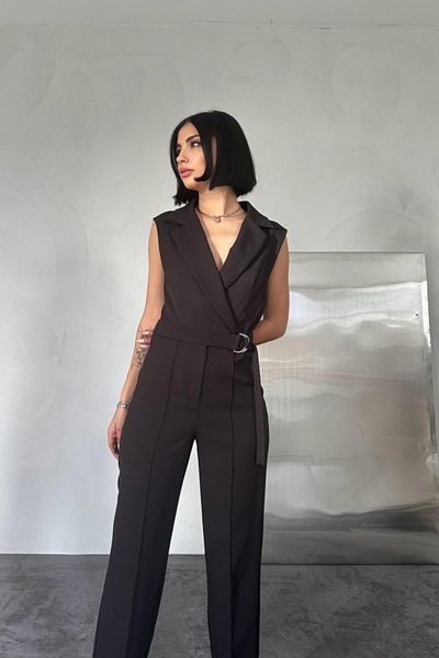 REKA MODA Black Zero Sleeve Atlas Jumpsuit