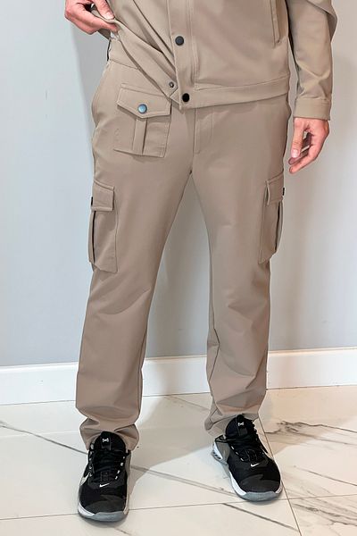 REMSA Μπεζ ανδρικό παντελόνι Snap Fastener 24720