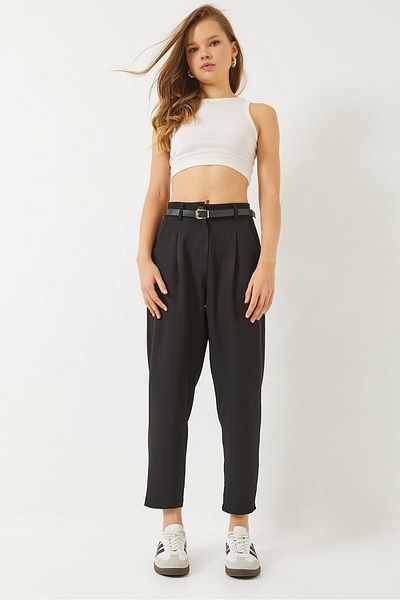Bianco Lucci Women's Belted Pocket Detailed Carrot Pants 60283065