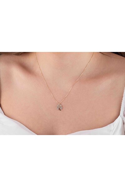 GEBZE TAKI 14 Ayar Taşlı Yonca Kolye