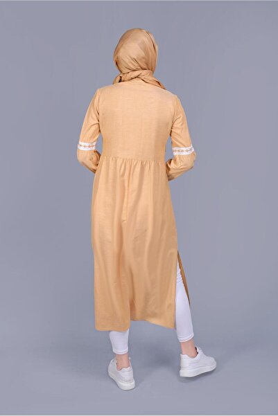 Alvina Embroidered Lace-Up Linen Tunic 40779