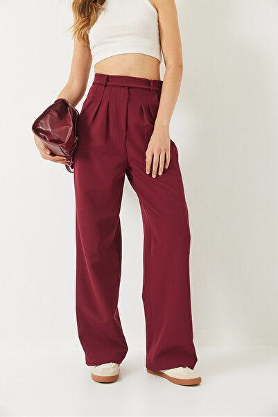 Bianco Lucci Women's Belt Detailed Pocket Palazzo Trousers 60283064