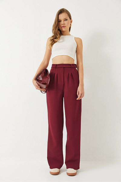 Bianco Lucci Women's Belt Detailed Pocket Palazzo Trousers 60283064