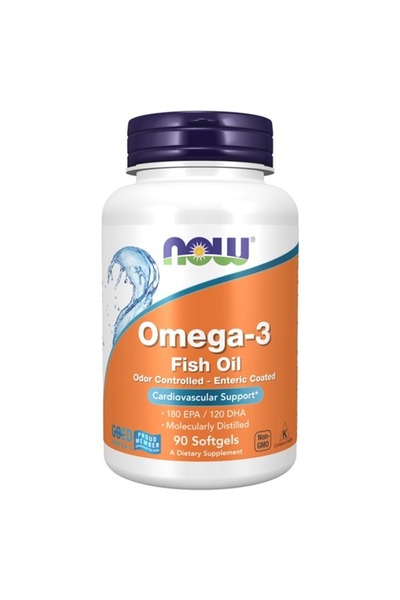 Now أطعمة أوميجا 3 1000 ملغ مغلفة معويًا/مزيلة الرائحة، 90 كبسولة هلامية