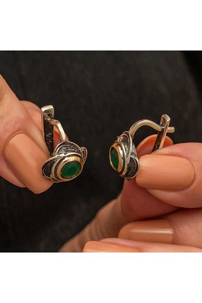 Skygo Silver Flower Pattern Authentic Women Earrings