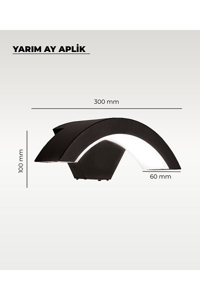AC AYDINLATMA Black Led Half Moon Sconce 6500K (White Light)
