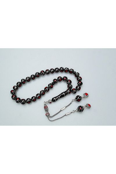 Skygo Oltu Stone Triple Fountain Nightingale Red Embroidered Rosary