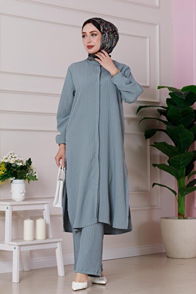 Sevitli Gray Tunik and Pant Set
