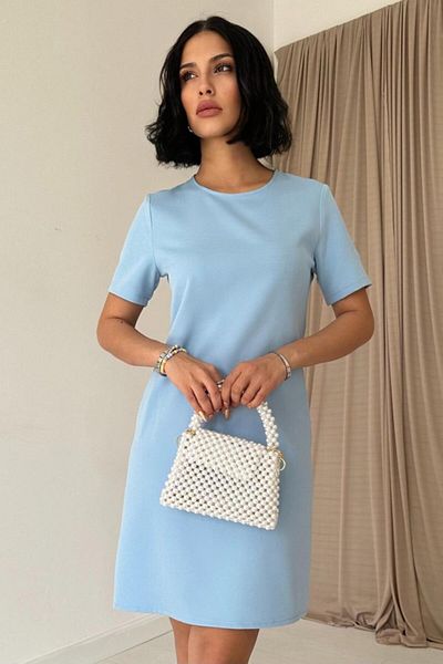 JANES Rochie mini Atlas albastră cu mânecă scurtă