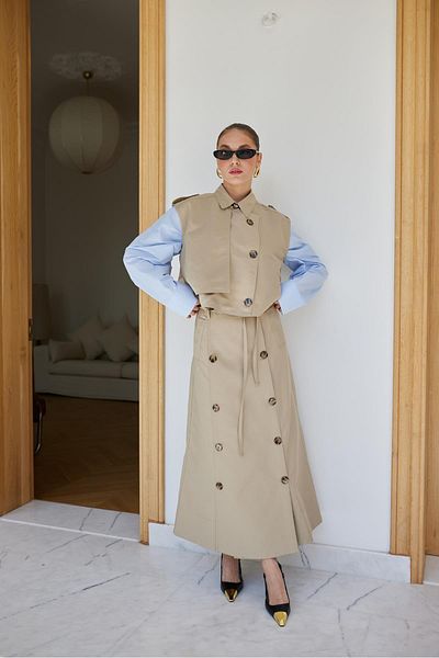 Askı Nişantaşı Stone Button Detailed Skirt Blouse Set