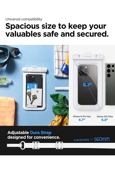 Spigen Universal Waterproof Phone case [2 Pack] IPX8 Pouch A601 - White