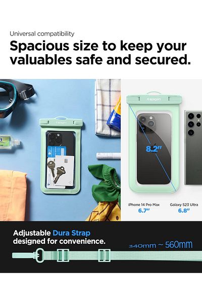 Spigen Universal Waterproof Phone case [1 Pack] IPX8 Pouch A601 - Mint