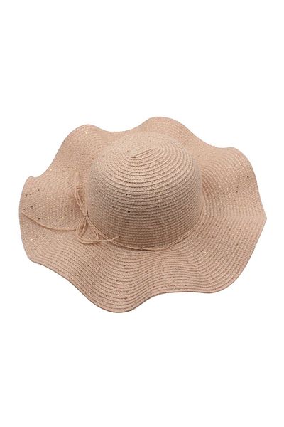 BM GİFT DESİGN Women's pink beach hat with thin bow