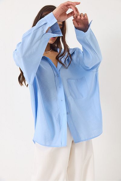 Bianco Lucci Koszula damska oversize z dekoltem w serek z modalu 60388 60271075