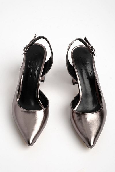 Lal Shoes & Bags حذاء غابرييل نسائي بكعب وربطة جانبية - أنثراسيت