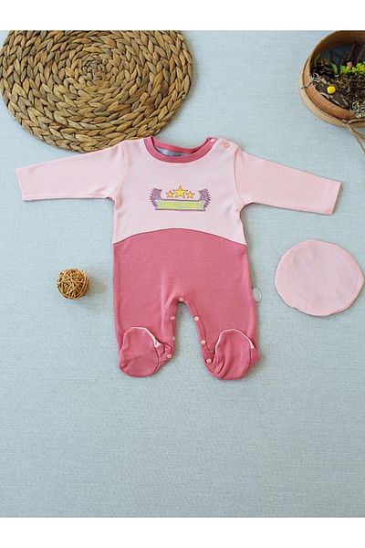 Mu Art Ahşap 3-6 9-12 12-18 Months Special Forces Embroidered Beanie Hat Baby Girl Boy Romper Rose Dusty