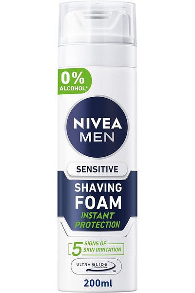 NIVEA رغوة حلاقة نيفيا للرجال، برائحة البابونج والهاماميليس للبشرة الحساسة، 200 مل