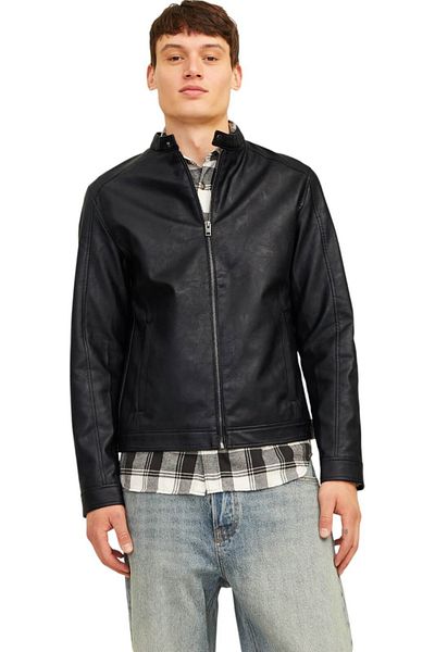Jack & Jones Jachetă Jjedylan Clean PU Noos Erkek Mont Siyah