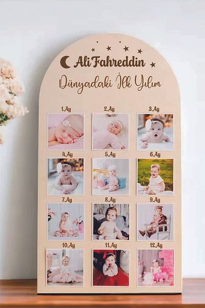 GONCA EĞİTİM My First Year in the World 12 Months Baby Moment Photo Frame